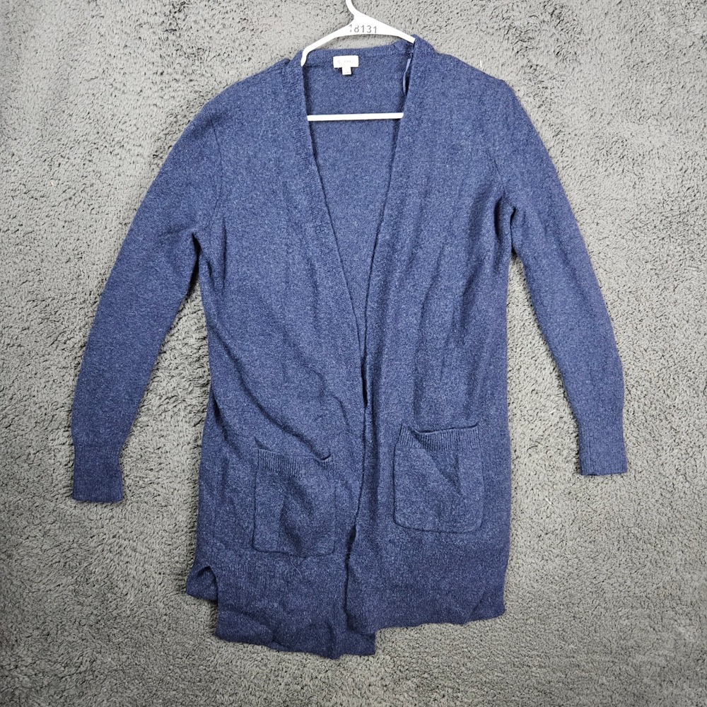 Cremieux Women's S Blue Open Front Wool Blend Long Cardigan‎ Sweater